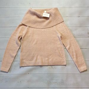 NWT - Caslon - Women’s Peach Metallic Cowl Neck Sweater *